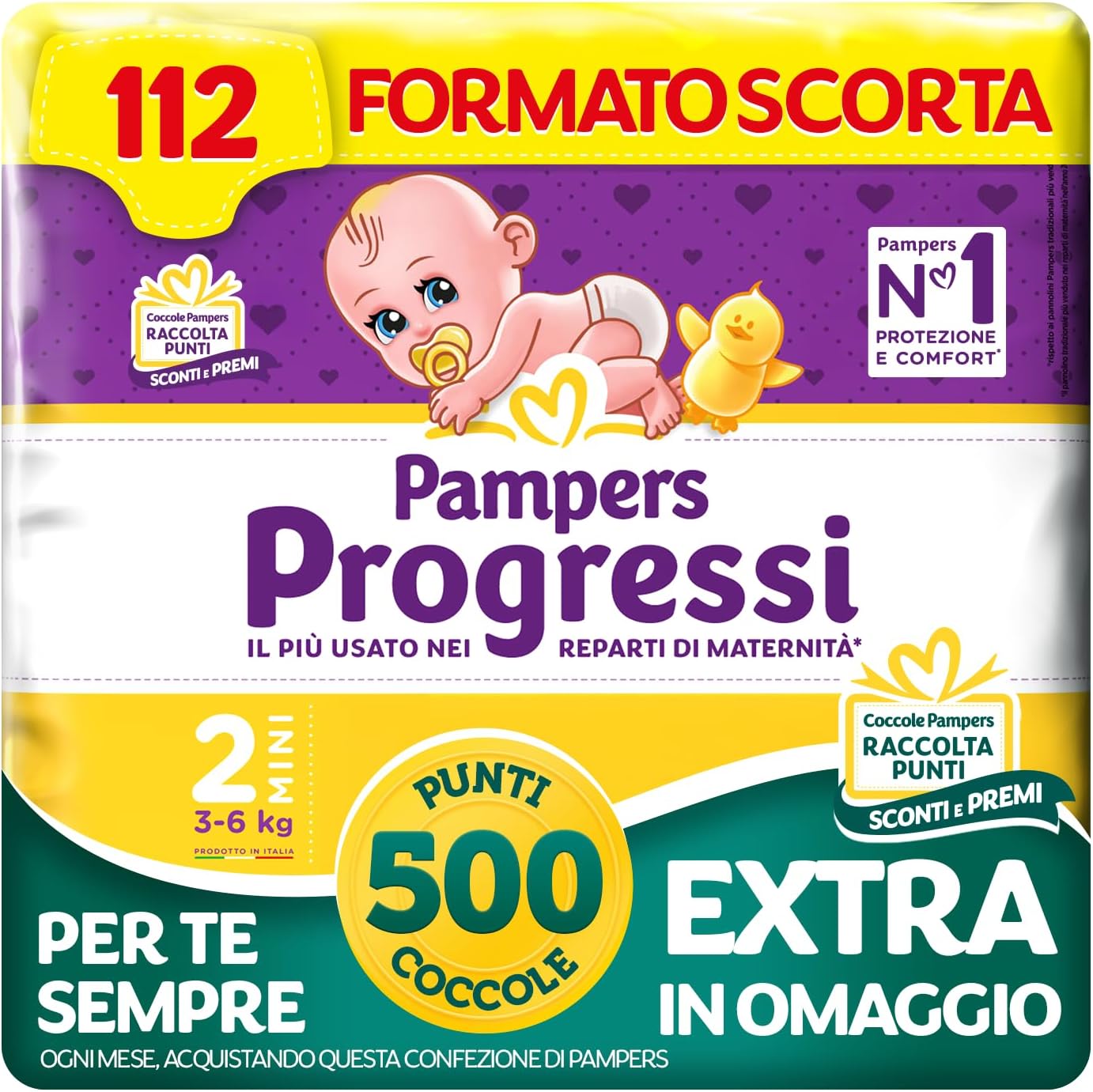 Pampers Progressi Mini Taglia 2 (3-6 kg) - 112 pannolini