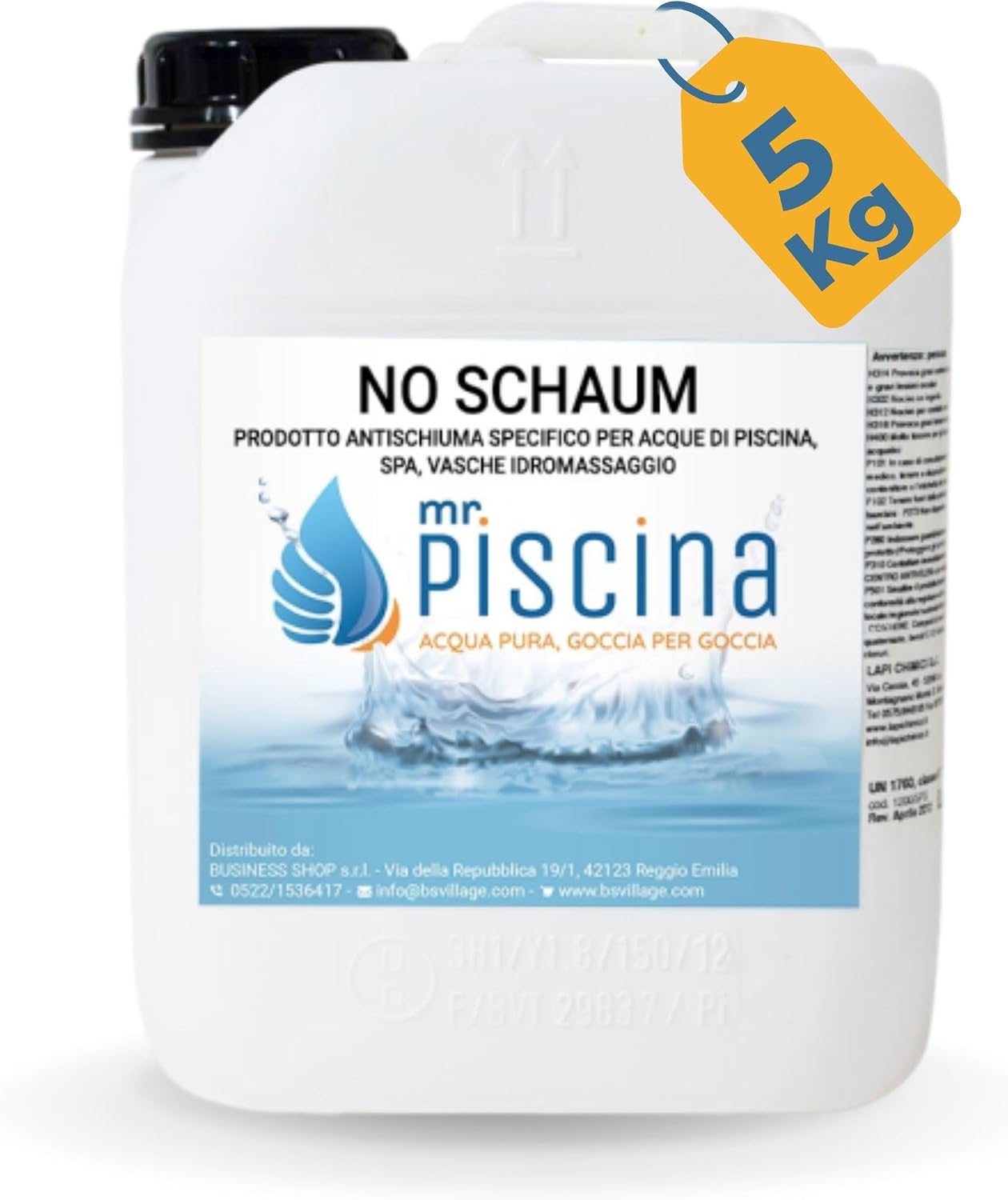 NO SCHAUM Antischiuma Professionale per Piscine e SPA, 5 kg