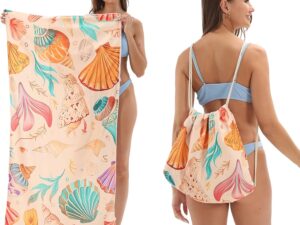Telo mare zaino 2 in 1 Senshuomy, 80x160 cm