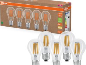 OSRAM 5 lampade LED A+ 4W (100W) filamento 2700K