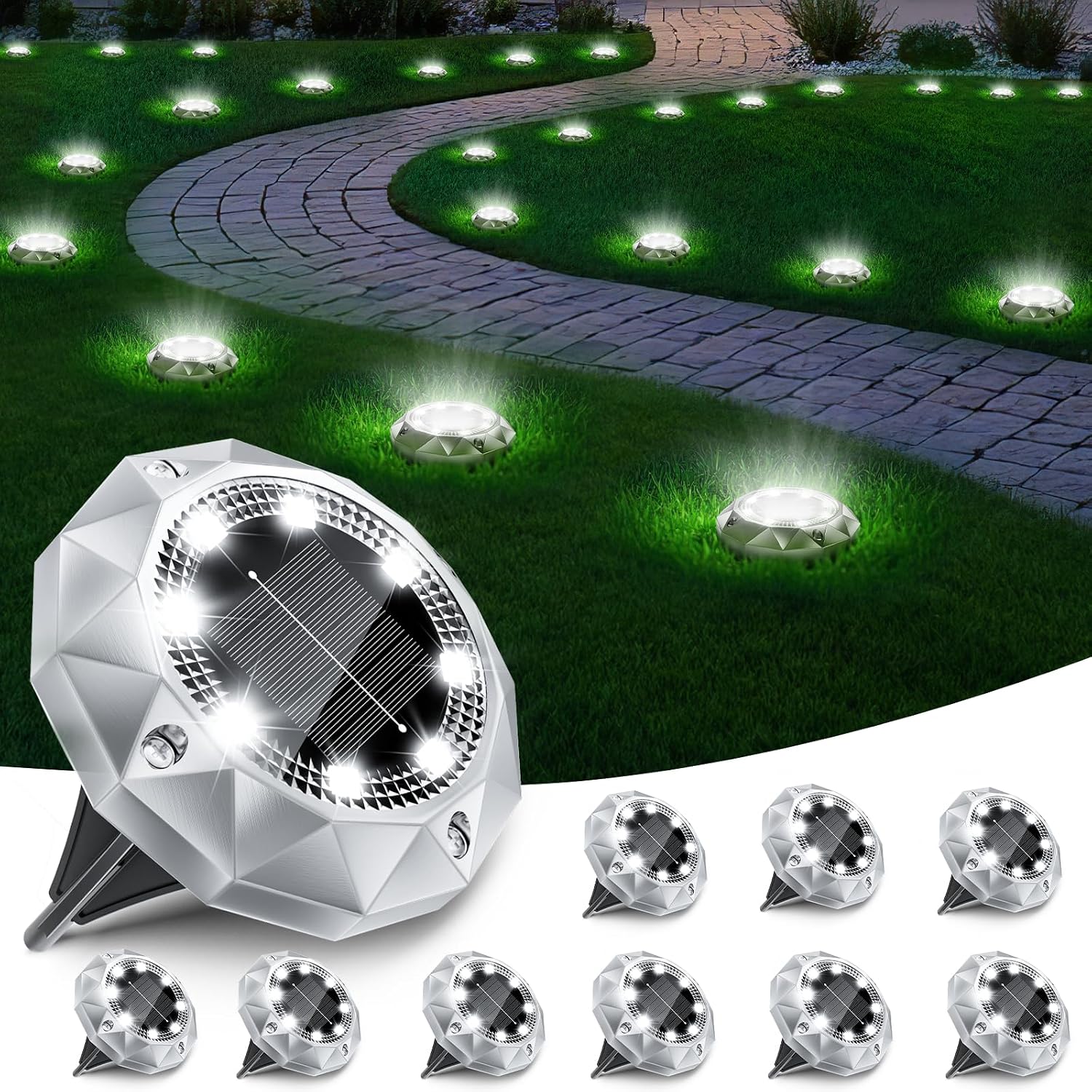 10 Luci Solari LED 8 LED IP65 per Esterno FIFlying