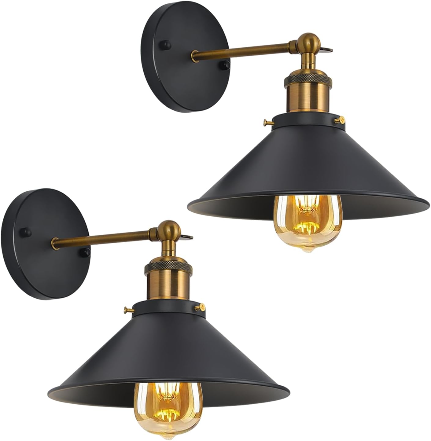 2 Lampade Parete Vintage Industriali E27 Regolabili