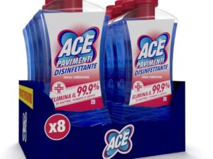 ACE Pavimenti Disinfettante, 8 Flaconi da 1L