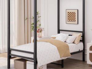 Telaio letto singolo baldacchino 90x200 cm metallo vintage