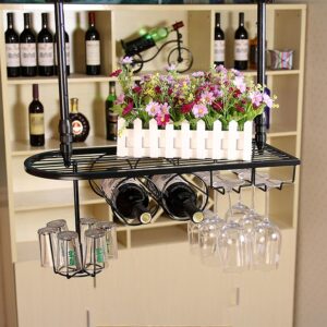 Portabottiglie sospeso in ferro nero 60 cm